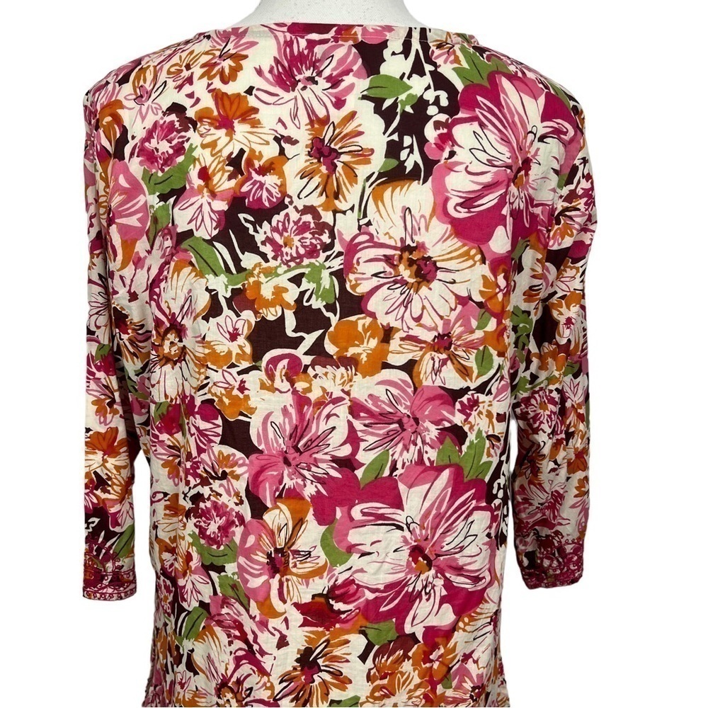 CJ BANKS Women’s Pullover Top Sz X (14W) Multi Color Floral Print Embroidered - Picture 5 of 13